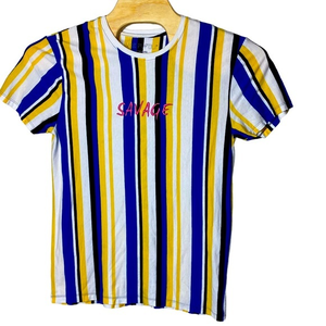 Vox Populi For The People‎ SAVAGE Y2K Blue/Yellow Stripes Size Large